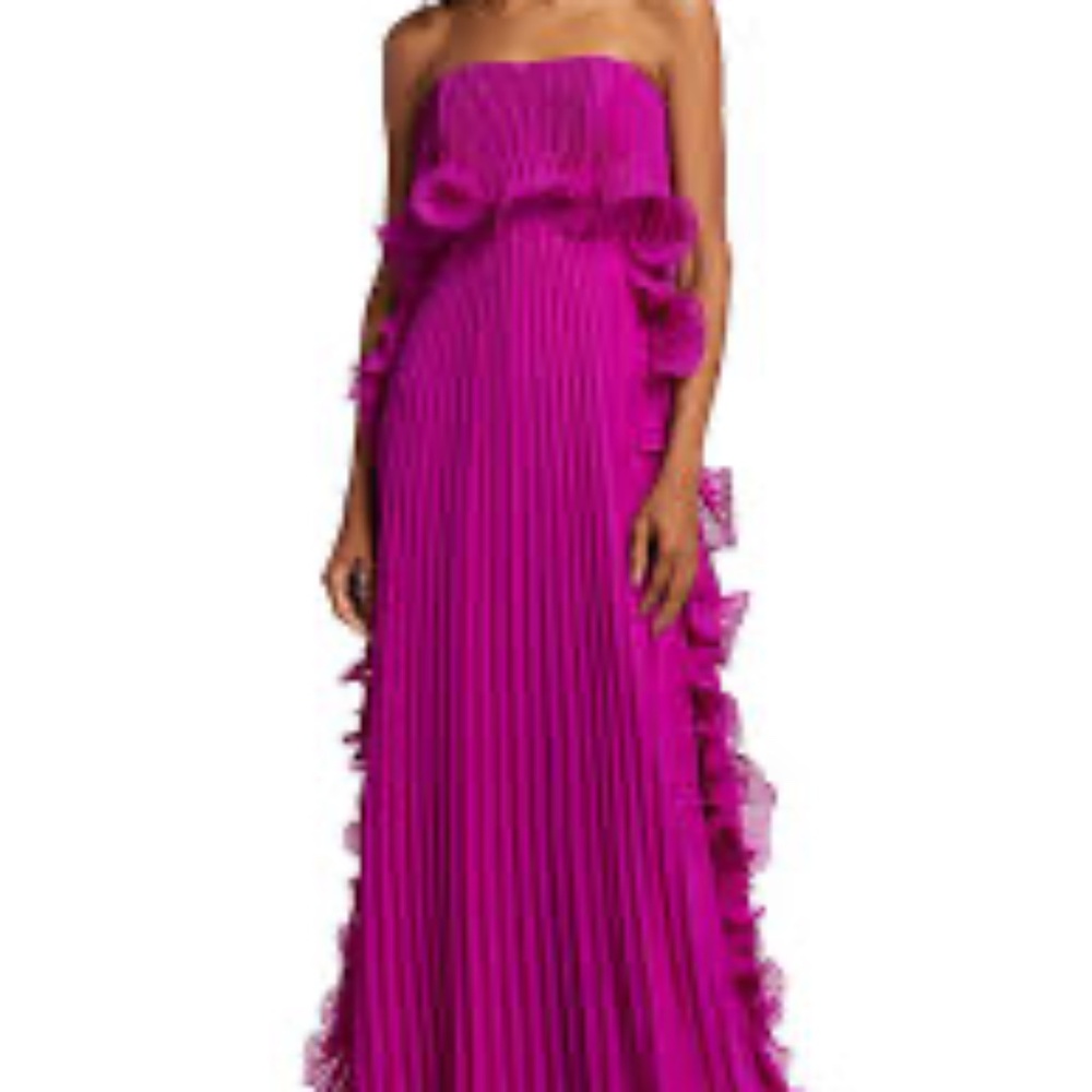 Badgley Mischka pleated strapless gown